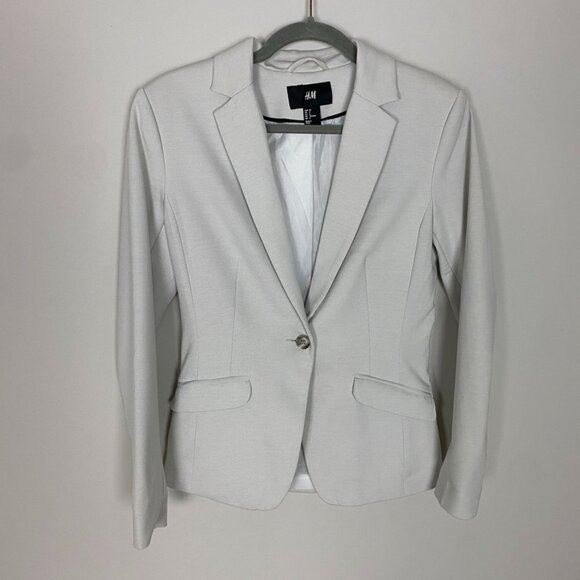 H&M Blazer Creme White Womens 6 Career Professional Jacket - Picture 1 of 5